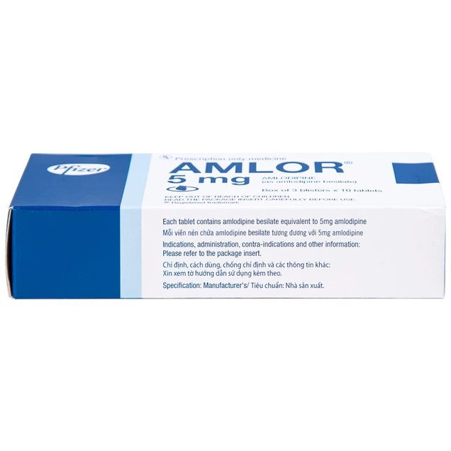 Thuốc Amlor 5mg Pfizer điều trị tăng huyết áp (3 vỉ x 10 viên)