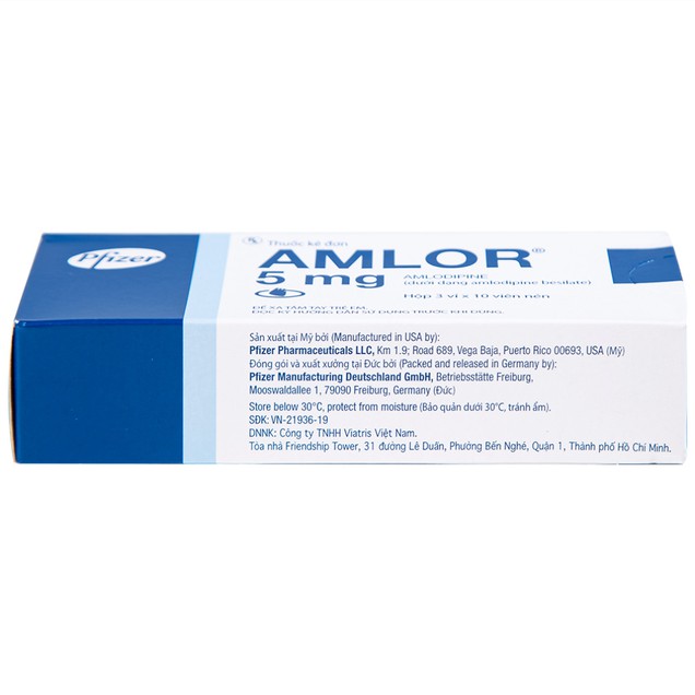 Thuốc Amlor 5mg Pfizer điều trị tăng huyết áp (3 vỉ x 10 viên)