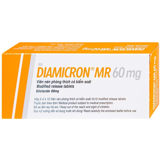 Thuốc Diamicron MR 60mg LES hỗ trợ điều trị tiểu đường type 2 (2 vỉ x 15 viên)