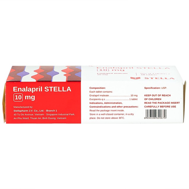 Thuốc Enalapril Stella 10mg điều trị tăng huyết áp, suy tim (3 vỉ x 10 viên)