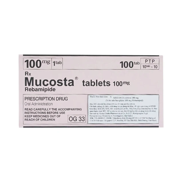 Thuốc Mucosta 100mg Otsuka điều trị loét dạ dày (10 vỉ x 10 viên)