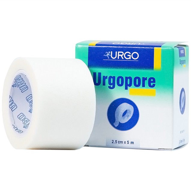 Băng keo giấy Urgopore độ dính cao hỗ trợ bảo vệ vết thương (2.5cm x 5m - 1 cuộn)