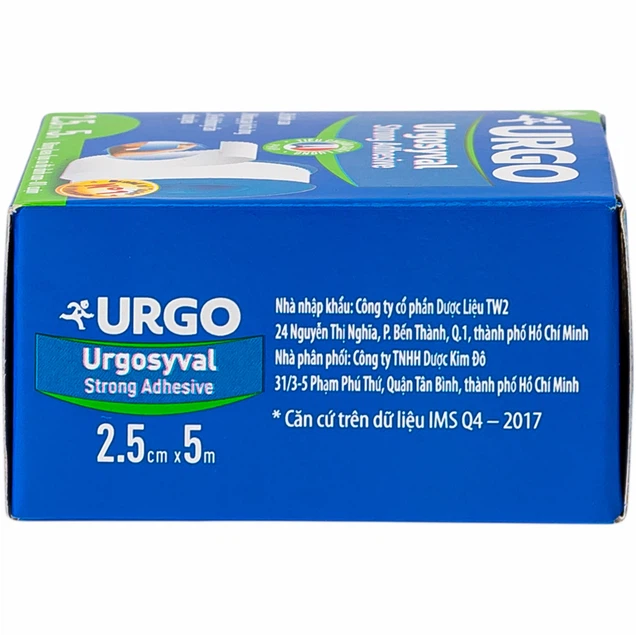 Băng keo lụa Urgosyval 2,5cm x 5m độ dính cao hỗ trợ bảo vệ vết thương (1 cuộn)