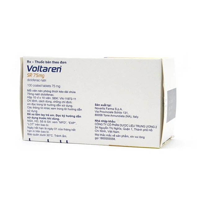 Thuốc Voltaren SR 75mg Novartis điều trị viêm đau xương khớp (100 viên)