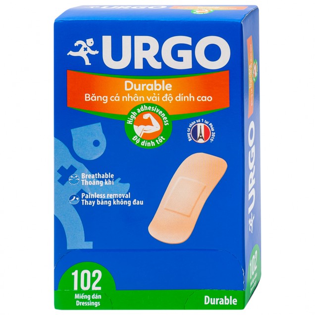 Băng cá nhân vải độ dính cao Urgo Durable 102 miếng