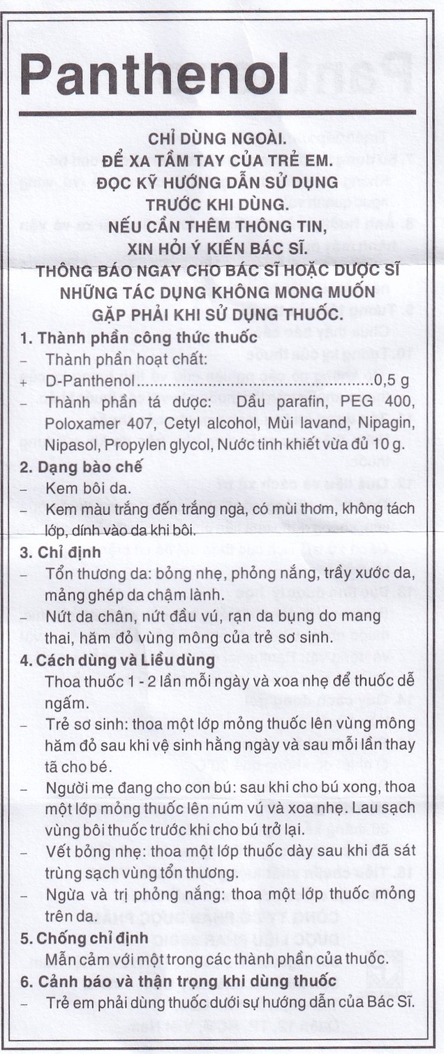 Kem bôi Panthenol Pharmedic điều trị hăm tã trẻ em, rạn da (10g)