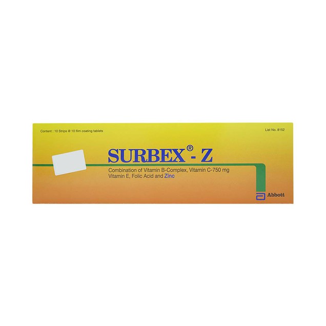 Thuốc Surbex-Z Abbott bổ sung vitamin nhóm B, vitamin C và kẽm (100 viên)