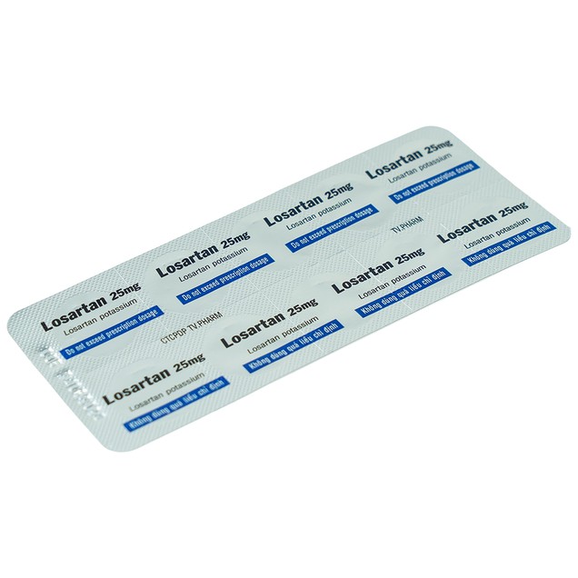Thuốc Losartan 25mg TV.Pharm hỗ trợ điều trị tăng huyết áp (3 vỉ x 10 viên)