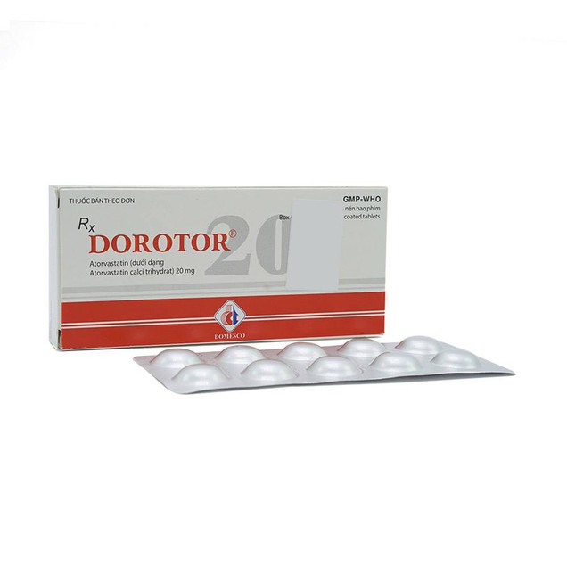 Thuốc Dorotor 20mg Domesco điều trị tăng cholesterol máu (2 vỉ x 10 viên)