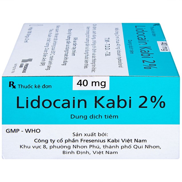 Thuốc tiêm Lidocain Kabi 2% Fresenius Kabi gây tê bề mặt (100 ống x 2ml)