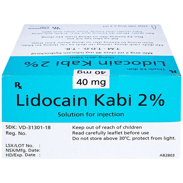 Thuốc tiêm Lidocain Kabi 2% Fresenius Kabi gây tê bề mặt (100 ống x 2ml)