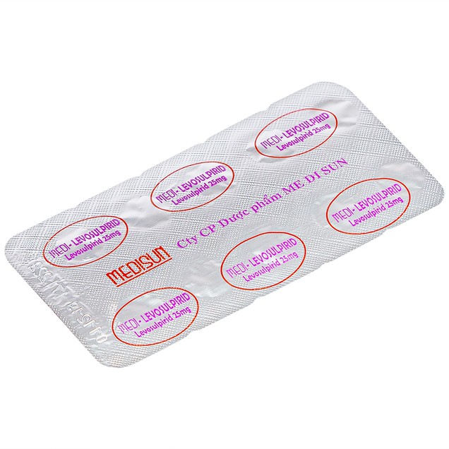 Thuốc Medi-Levosulpirid 25mg Medisun điều trị tâm thần phân liệt (3 vỉ x 10 viên)
