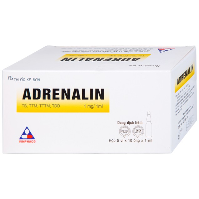 Thuốc Adrenalin 1mg/1ml Vinphaco điều trị sốc phản vệ (5 vỉ x 10 ống x 1ml)