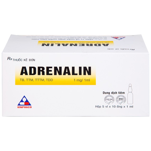 Thuốc Adrenalin 1mg/1ml Vinphaco điều trị sốc phản vệ (5 vỉ x 10 ống x 1ml)