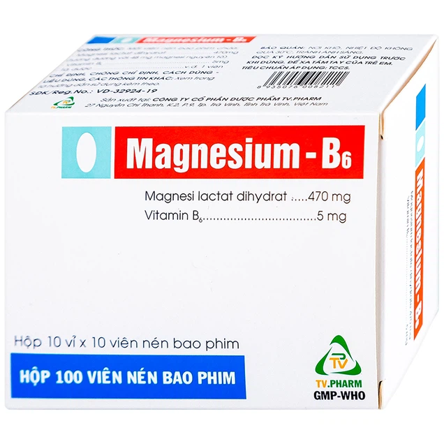 Thuốc Magnesium - B6 TV.Pharm làm giảm các triệu chứng thiếu hụt magnesi (100 viên)