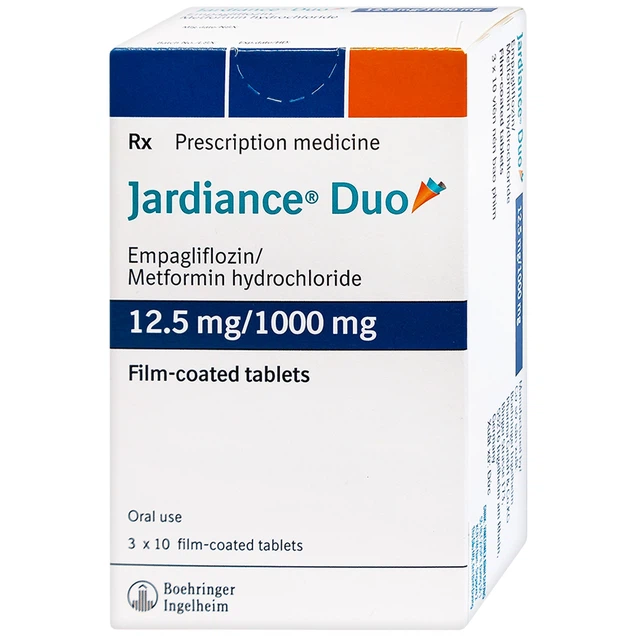 Thuốc Jardiance Duo 12.5mg/1000mg điều trị tiểu đường type 2 (3 vỉ x 10 viên)