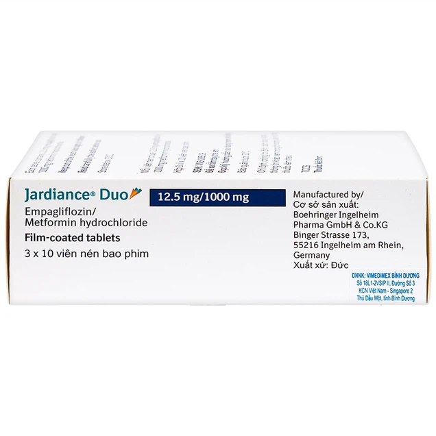 Thuốc Jardiance Duo 12.5mg/1000mg điều trị tiểu đường type 2 (3 vỉ x 10 viên)