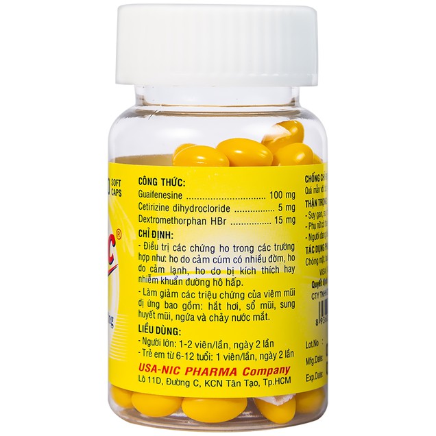Thuốc Coldnic Usa-Nic Pharma đặc trị ho, viêm mũi dị ứng (100 viên)