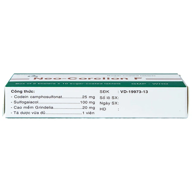 Thuốc Neo-Corclion F TV.pharm điều trị giảm ho gió, ho khan (2 vỉ x 10 viên)