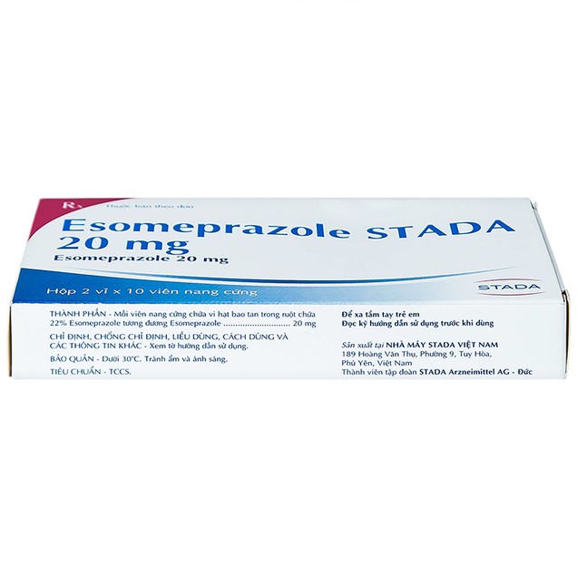Thuốc Esomeprazole 20mg Stada điều trị trào ngược dạ dày, thực quản (20 viên)