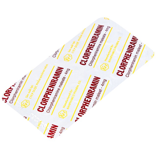 Thuốc Clorpheniramin 4mg Khánh Hòa điều trị dị ứng da & dị ứng đường hô hấp (200 viên)