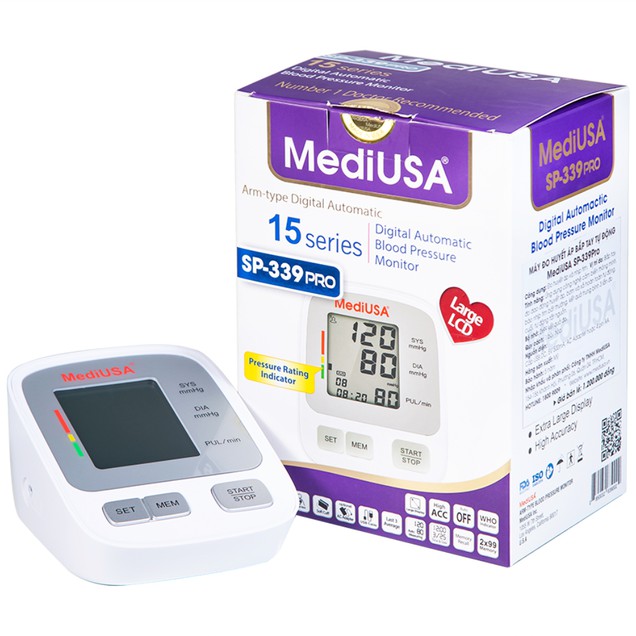 Máy đo huyết áp bắp tay tự động MediUSA SP-339 Pro hỗ trợ đo huyết áp và nhịp tim