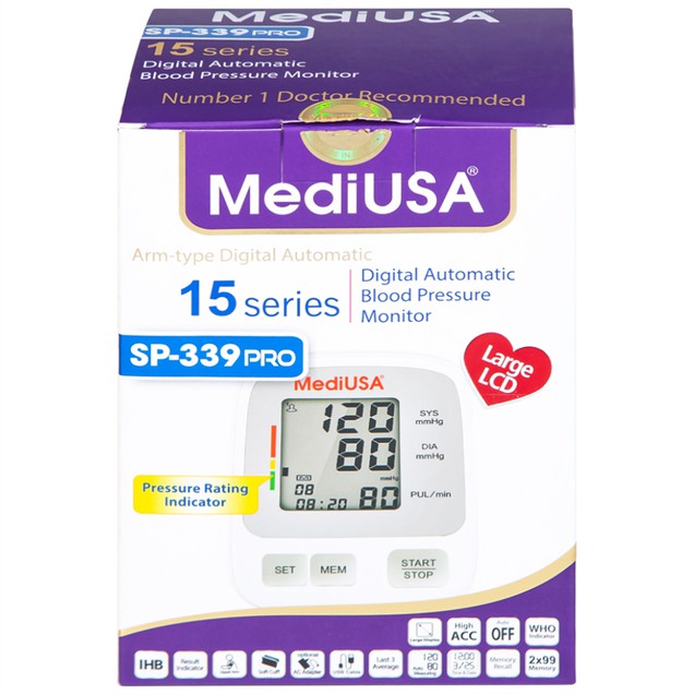 Máy đo huyết áp bắp tay tự động MediUSA SP-339 Pro hỗ trợ đo huyết áp và nhịp tim