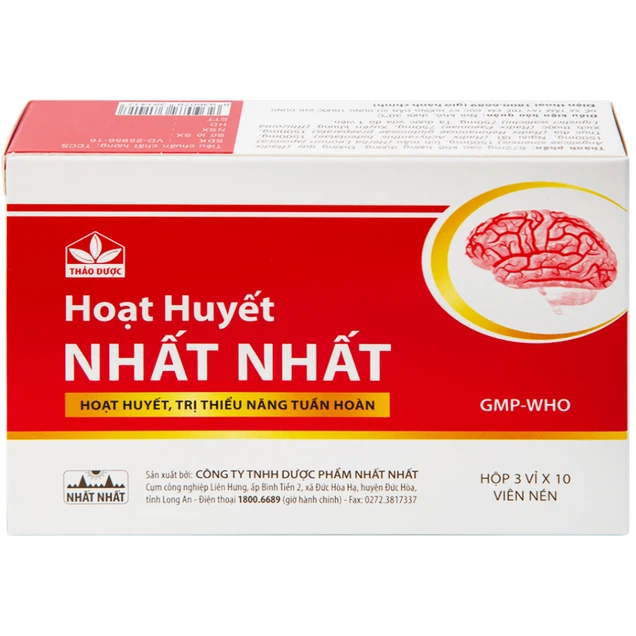 Thuốc Hoạt Huyết Nhất Nhất hỗ trợ hoạt huyết, điều trị thiểu năng tuần hoàn (30 viên)