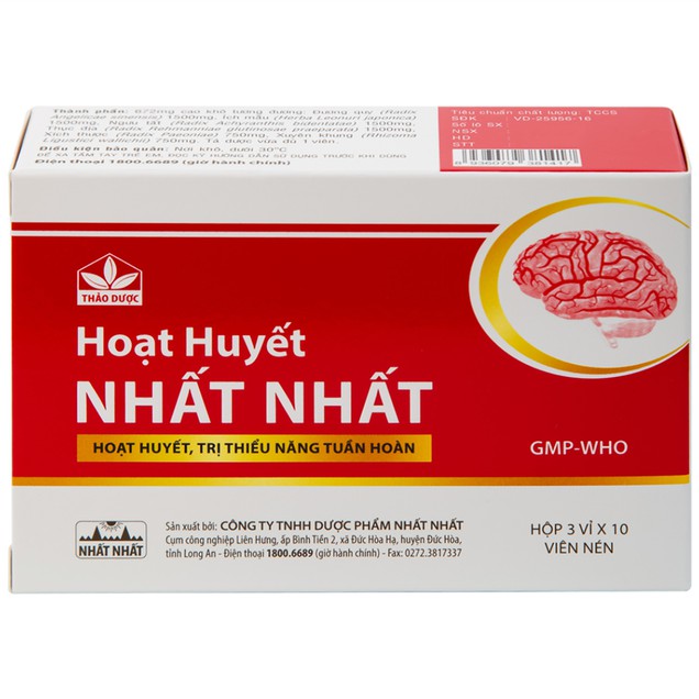 Thuốc Hoạt Huyết Nhất Nhất hỗ trợ hoạt huyết, điều trị thiểu năng tuần hoàn (30 viên)