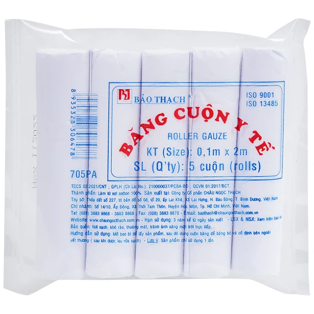 Băng cuộn y tế Bảo Thạch (0.1m x 2m - 5 cuộn)