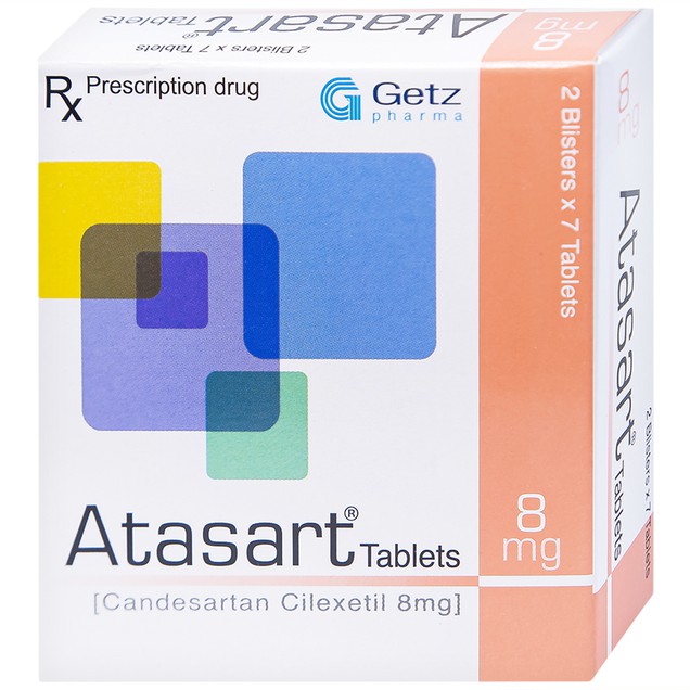 Thuốc Atasart 8mg Getz điều trị tăng huyết áp (2 vỉ x 7 viên)