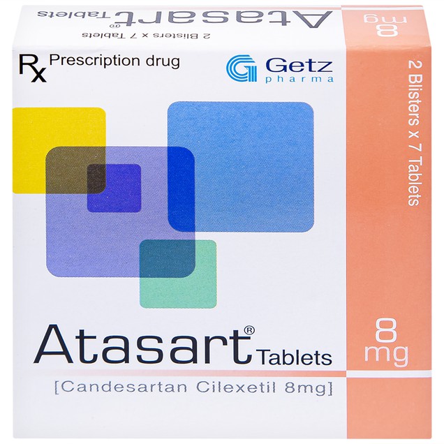 Thuốc Atasart 8mg Getz điều trị tăng huyết áp (2 vỉ x 7 viên)