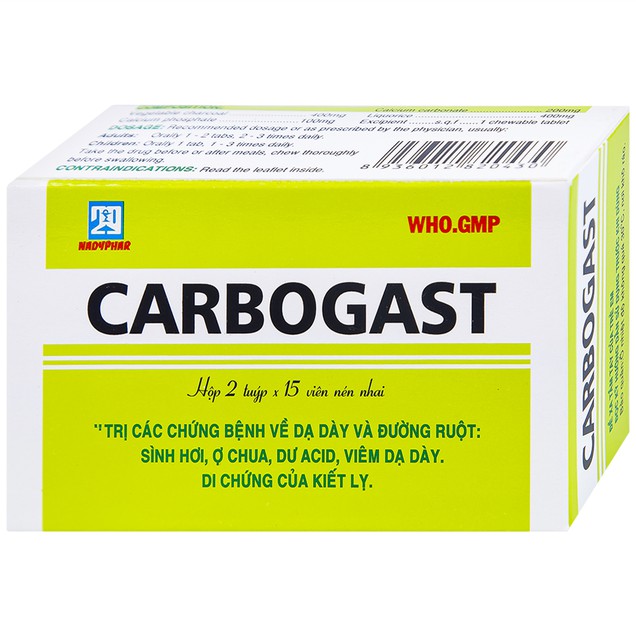 Thuốc Carbogast Nadyphar điều trị chứng bệnh về dạ dày và đường ruột (2 tuýp x 15 viên)